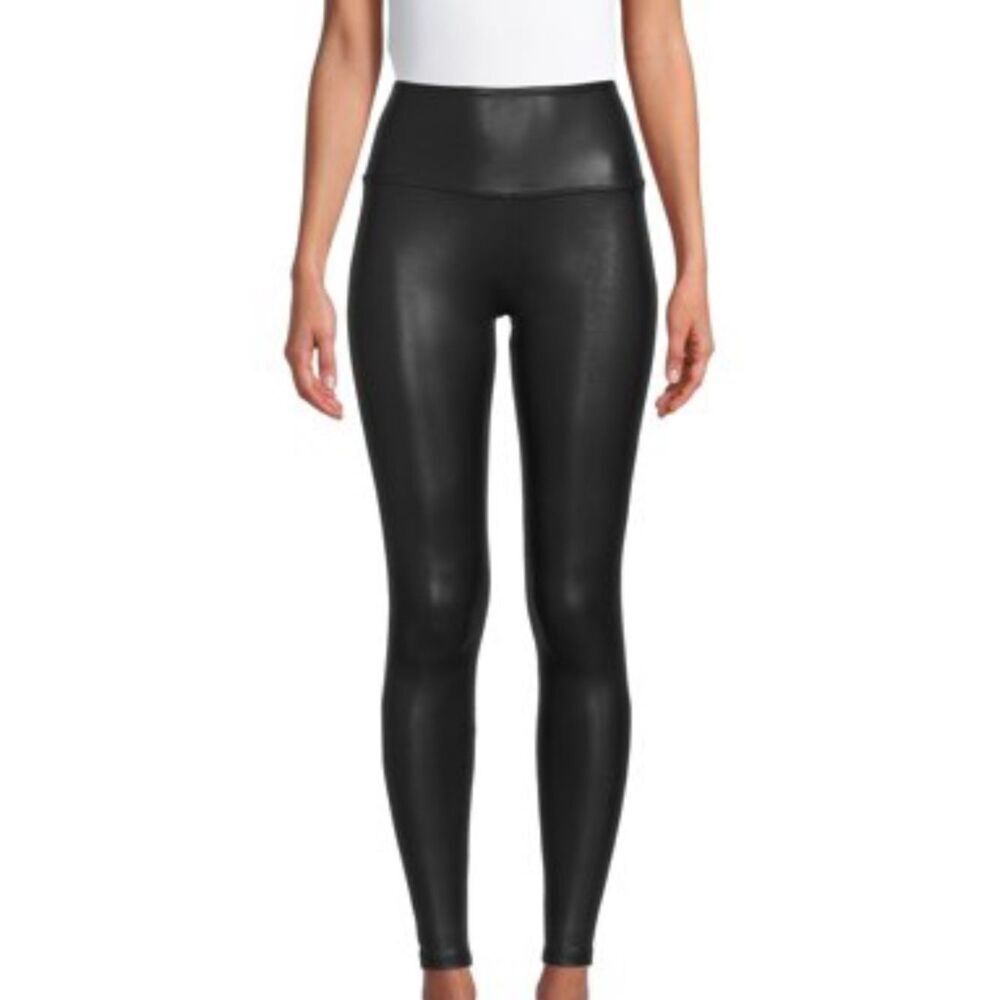 Time And Tru XXXL Size 22 High-Waist Faux Leather Leggings - Black